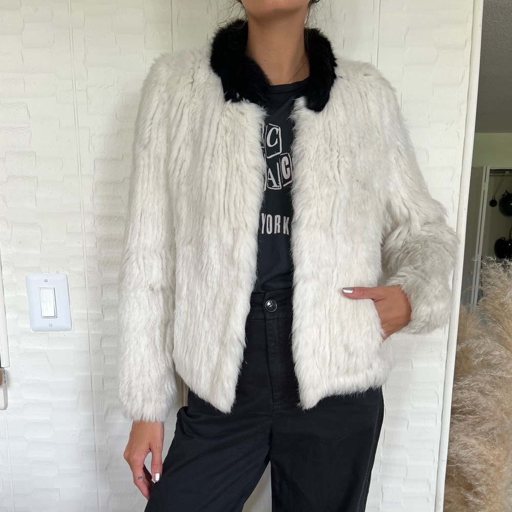 Zadig & voltaire white fur coat